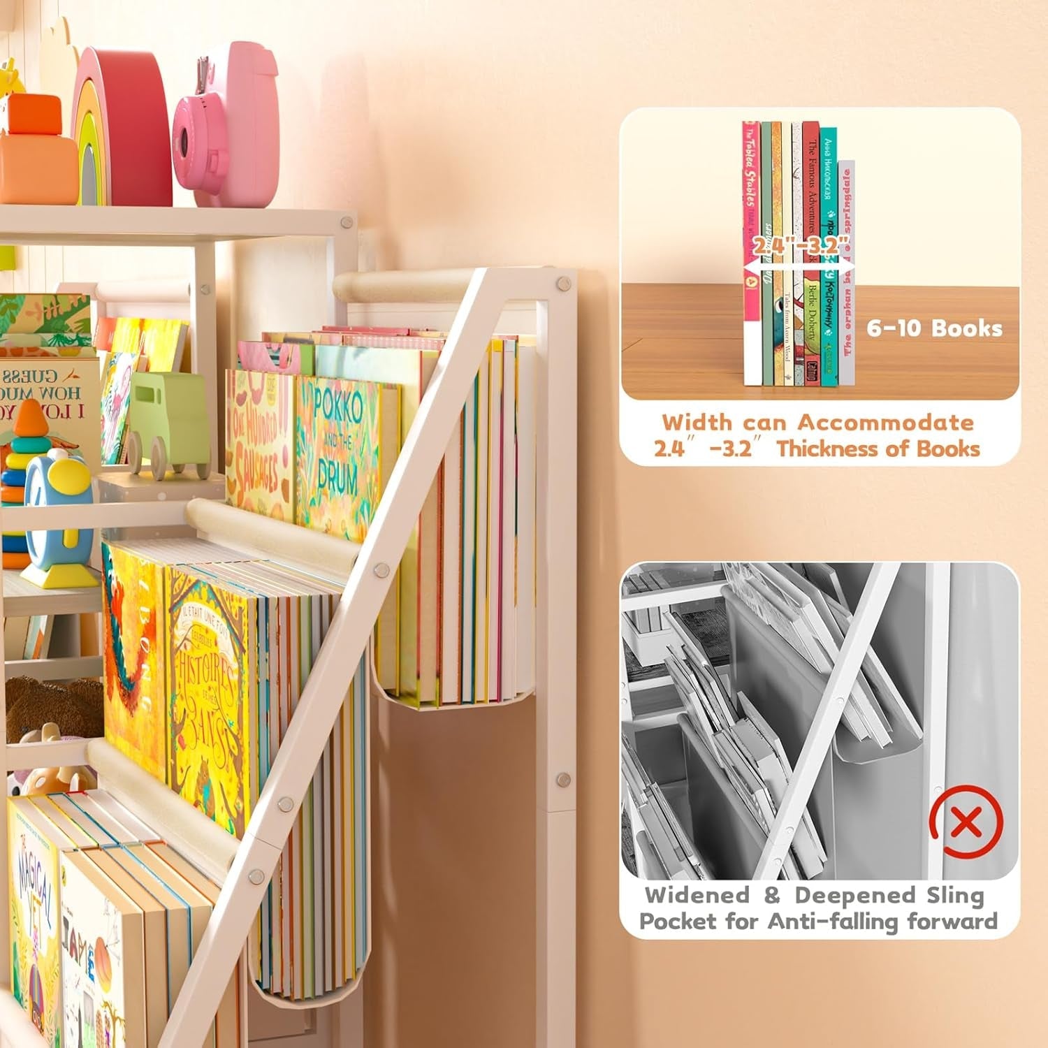 Kids Bookshelf and Toy Storage,2 Sided Montessori Bookshelf, Large