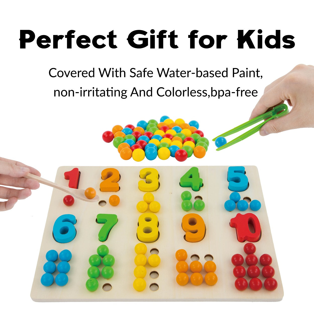 Wooden Numbers and Balls Math Board - Montessori Learning